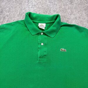 Lacoste Polo Shirt Men 9 Green Solid Classic Fit Cotton Pique Knit 55" x 29"